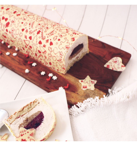 2 feuilles transfert Sweet Xmas - buche - ScrapCooking