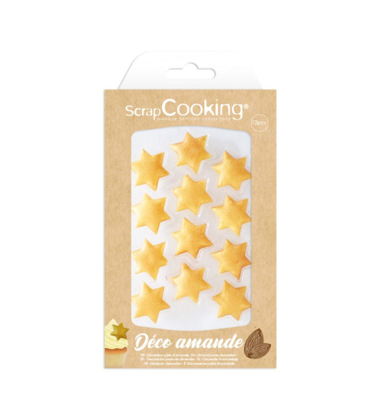 Déco Etoiles dorées pâte d'amande - ScrapCooking