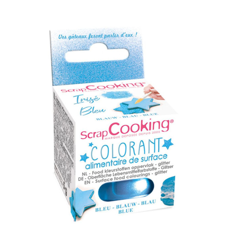 Colorant de surface irisé Bleu - pack - ScrapCooking