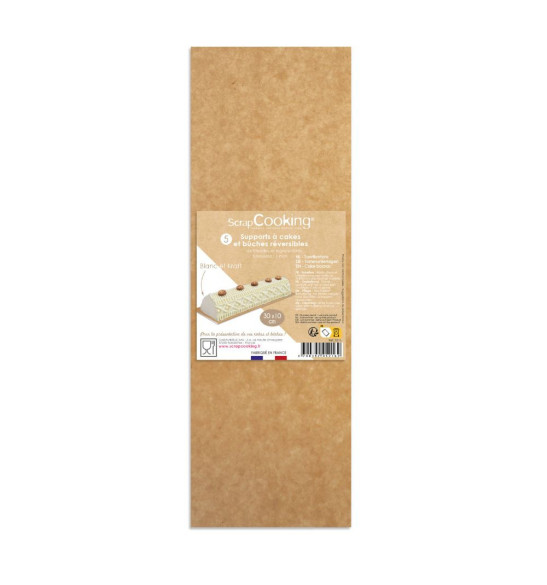 5 semelles à buches et cake 10X30 cm en kraft - pack - ScrapCooking