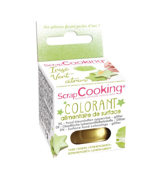 Colorant de surface irisé vert citron -  pack - ScrapCooking