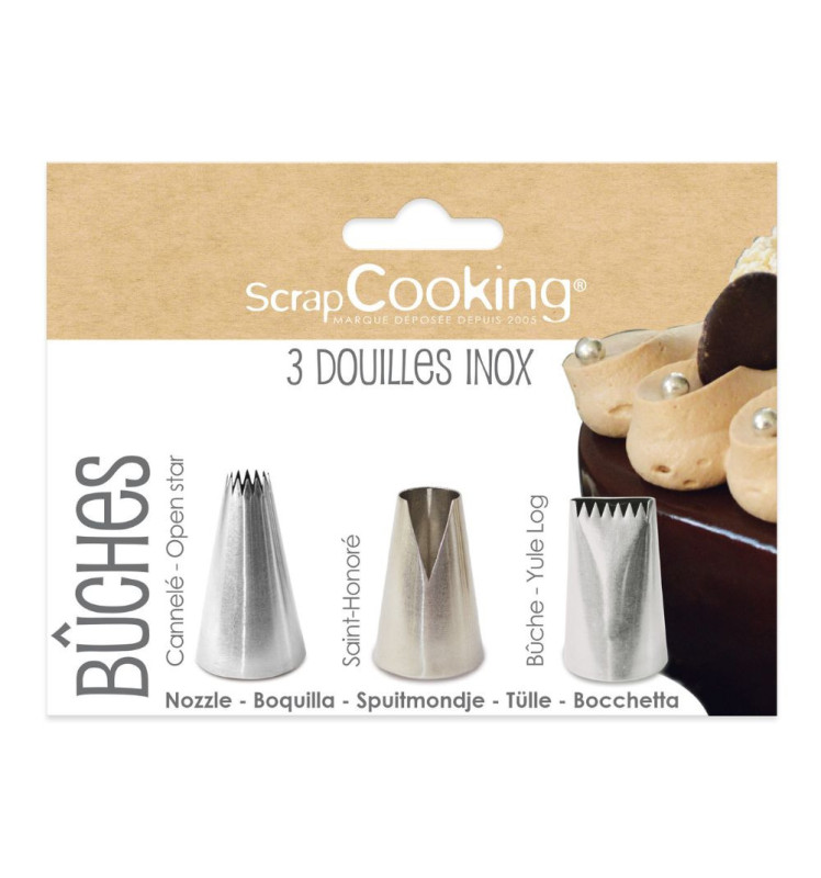 3 Stainless steel yule log nozzles - product image 1 - ScrapCooking