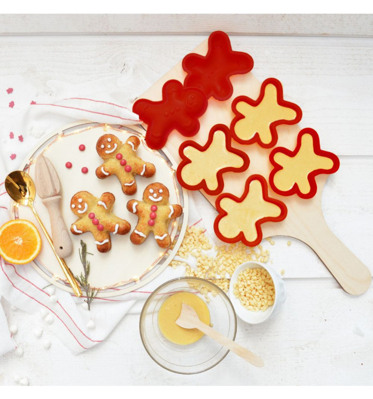 6 Individual silicone moulds gingerbread man - ScrapCooking