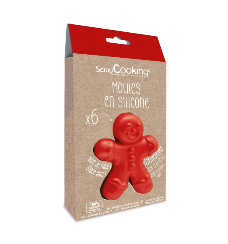 6 Individual silicone moulds gingerbread man - ScrapCooking