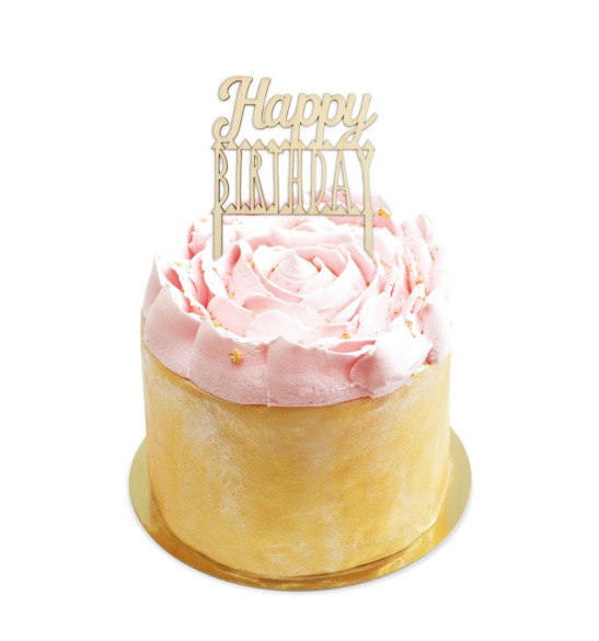 Happy Birthday wood cake topper