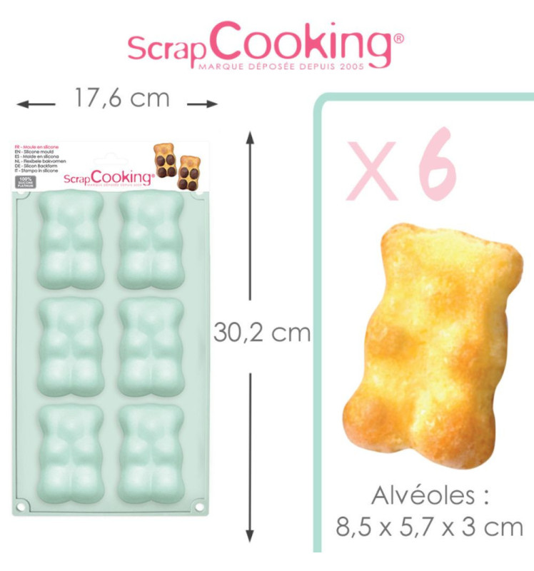 Moule silicone oursons guimauve x 6 - dimensions -ScrapCooking