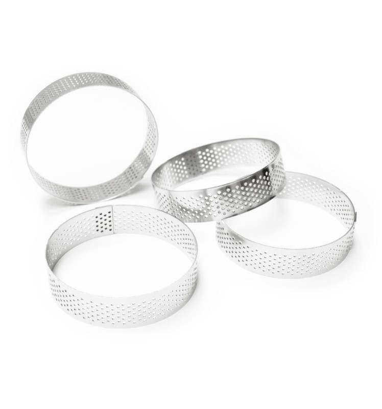 4 cercles à tartelettes perforés ronds 8 cm sans pack - ScrapCooking