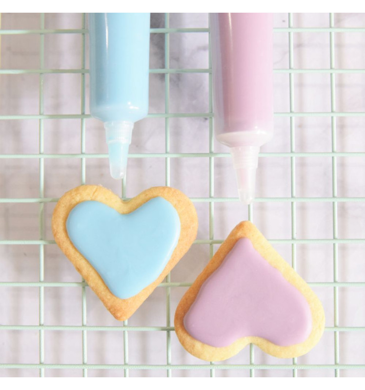 Stylo goût choco bleu pastel - glacage biscuit coeur - ScrapCooking