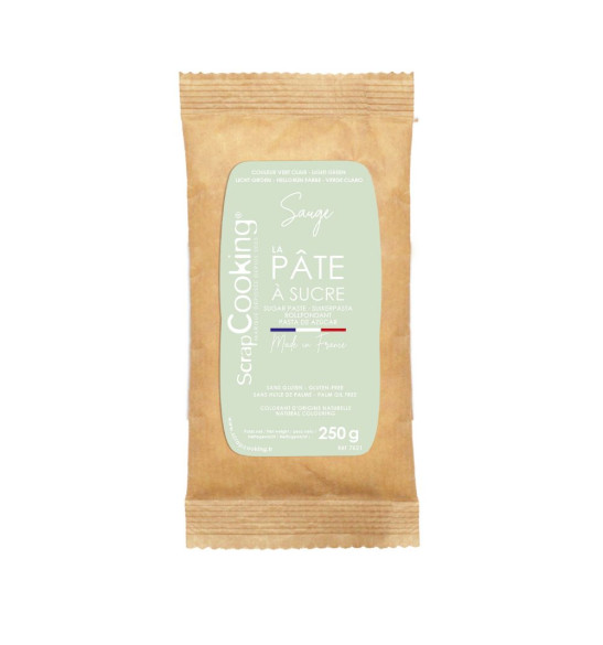 Pâte à sucre colorant d'origine naturelle Sauge 250g  - ScrapCooking