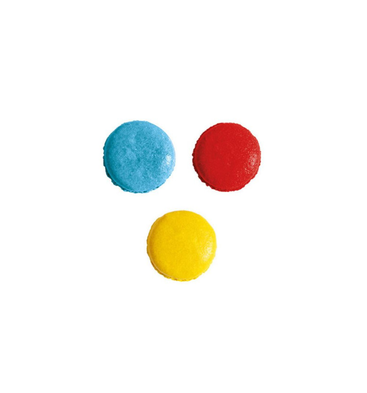 3 powdered artificial food colourings - red, yellow, blue