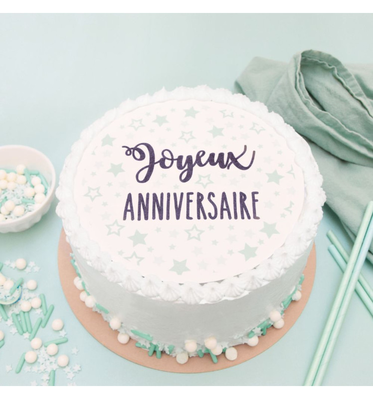 Disque de pâte à sucre Joyeux Anniversaire 18cm  - ScrapCooking