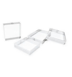 4 individual perforated square tart rings 8 x 8 cm - product image 2 - ScrapCooking