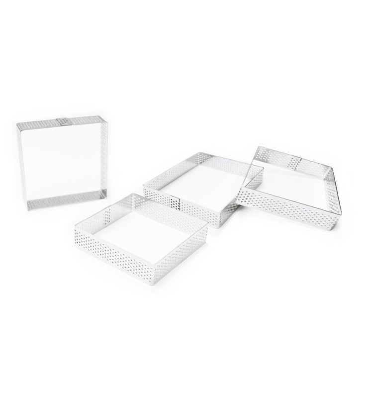 4 individual perforated square tart rings 8 x 8 cm - product image 2 - ScrapCooking