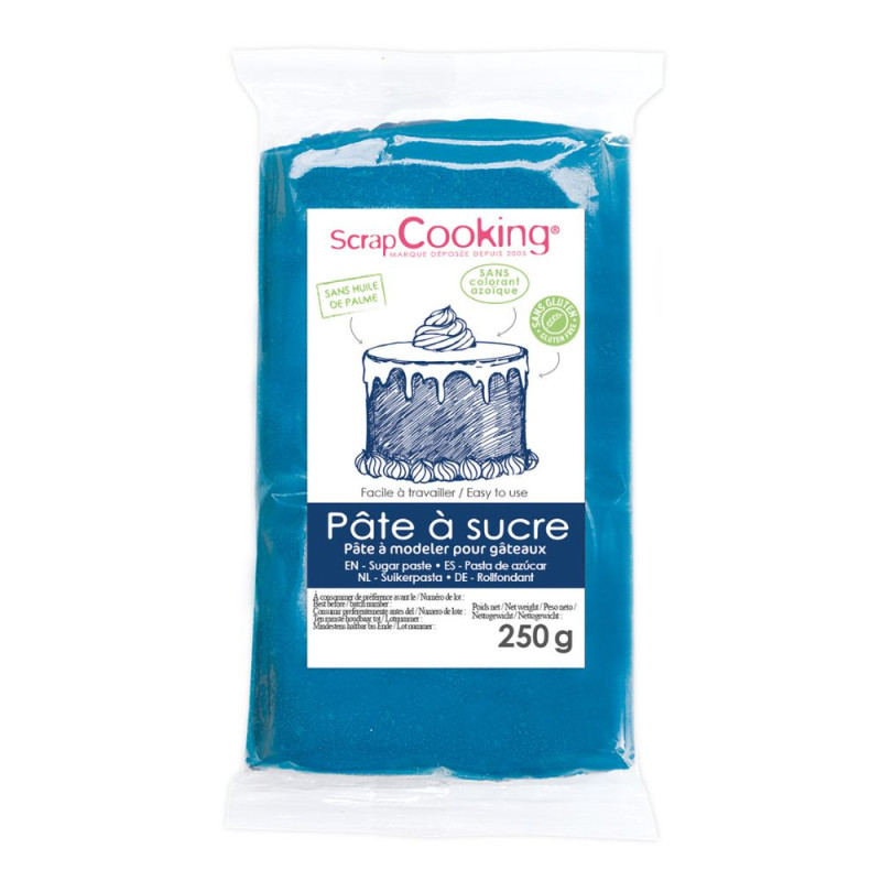 Pâte à sucre bleu foncée 250g - ScrapCooking