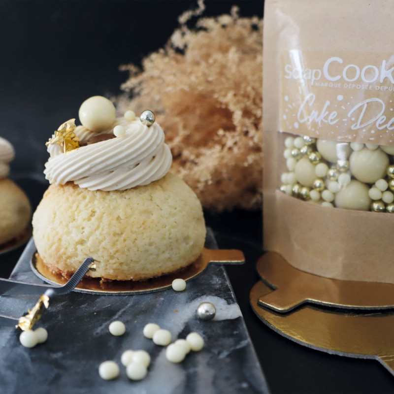 Décors perles chocolat blanc et doré - choux - ScrapCooking