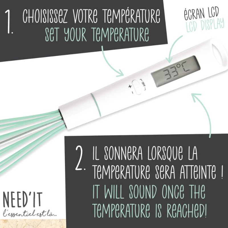 Fouet thermomètre Need'it - écran - ScrapCooking