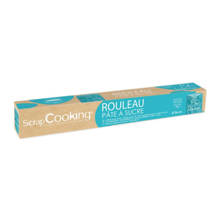 Pâte à sucre rouleau bleu 36cm packaging - ScrapCooking