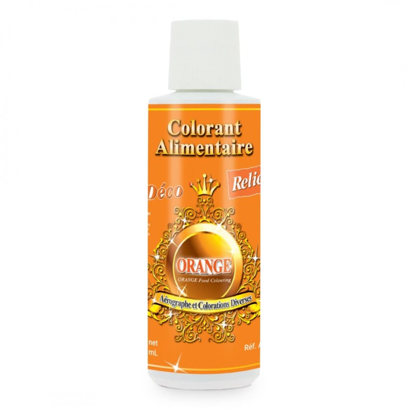 Colorant alimentaire hydrosoluble orange professionnel - 125 ml - Déco Relief