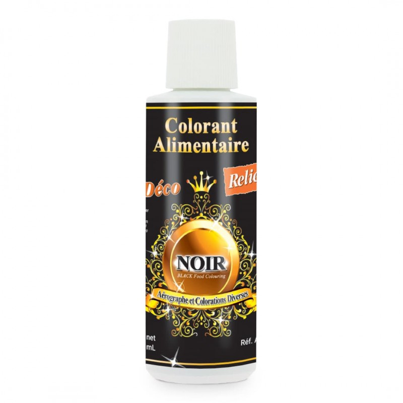 Colorant alimentaire hydrosoluble noir professionnel - 125 ml - Déco Relief