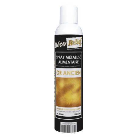 Antique gold metallic spray food colorant - 300 ml - Déco Relief