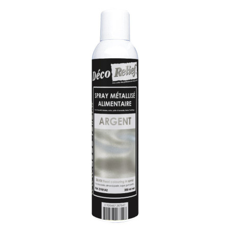 Metallic food coloring spray can silver - 300 ml - Déco Relief