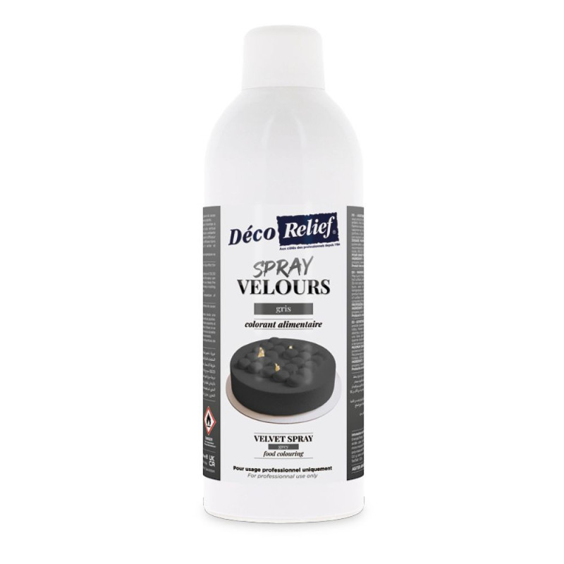 Spray velours alimentaire en bombe gris effet velours pour pâtisserie - 400 ml - ScrapCooking