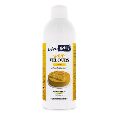 Spray velours alimentaire en bombe jaune effet velours pour pâtisserie - 400 ml - ScrapCooking