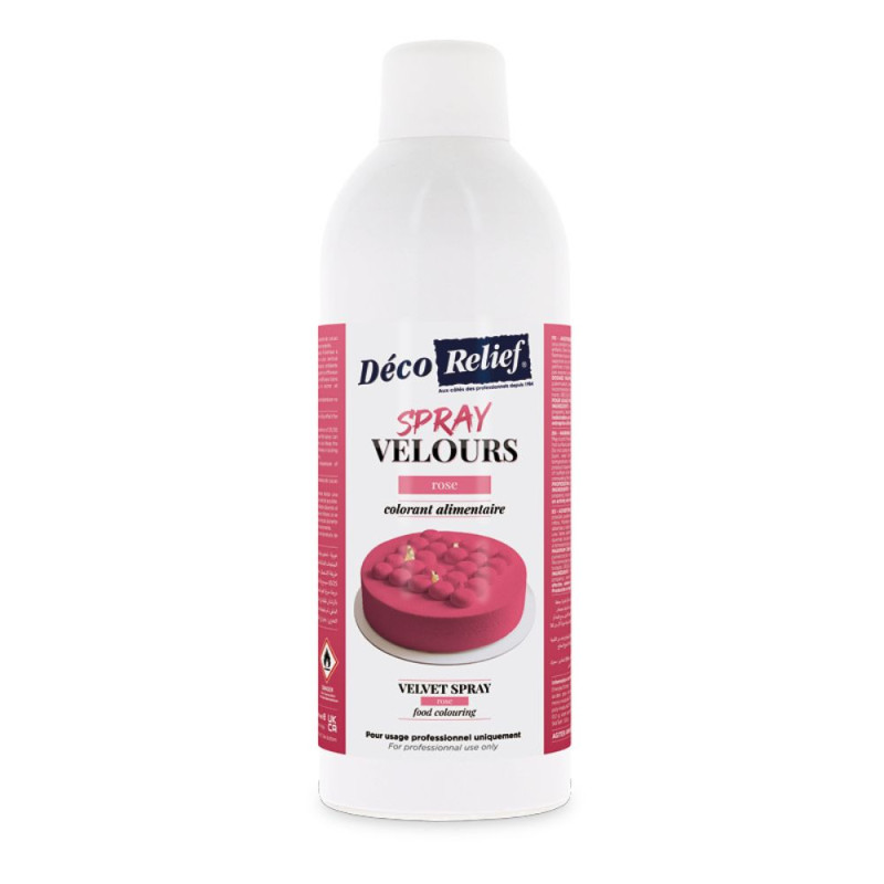 Spray velours alimentaire en bombe rose effet velours pour pâtisserie - 400 ml - ScrapCooking