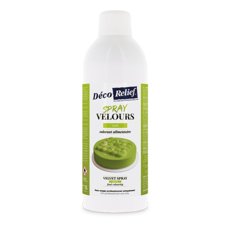 Spray velours alimentaire en bombe vert effet velours pour pâtisserie - 400 ml - ScrapCooking