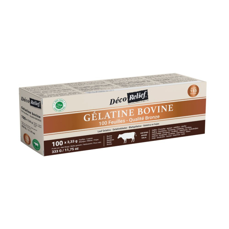 Gélatine bovine en feuille Bronze - 100 Feuilles - ScrapCooking