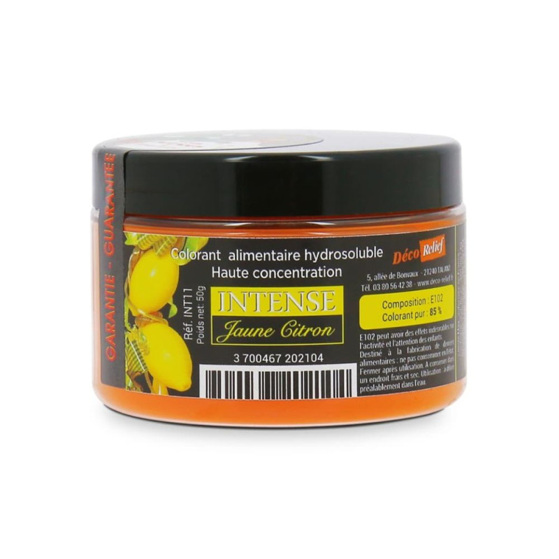 Colorant alimentaire hydrosoluble intense jaune citron en poudre - 50 g - ScrapCooking