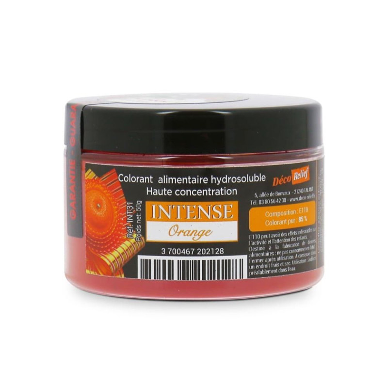 Colorant alimentaire hydrosoluble intense orange en poudre - 50 g - ScrapCooking