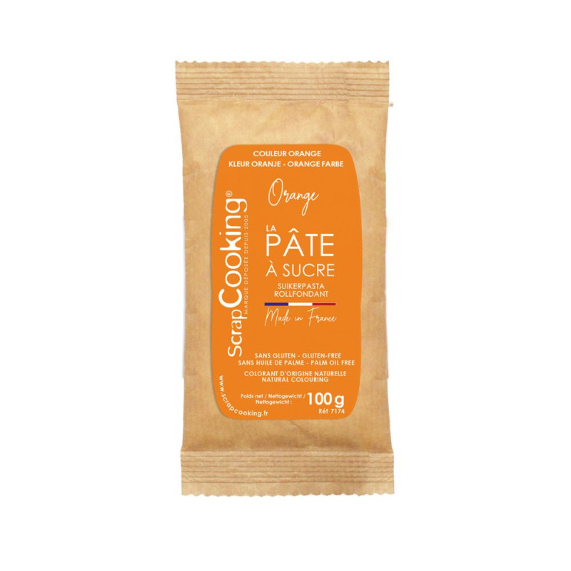 Pâte à sucre orange 100g - ScrapCooking