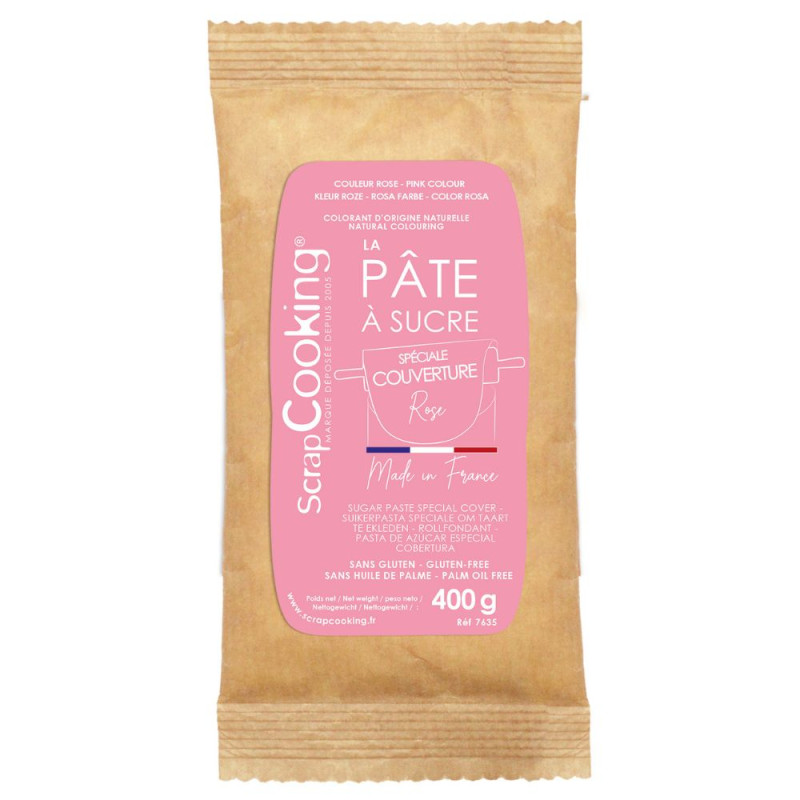 Covering sugar paste pink 400g - product image 1 - ScrapCooking