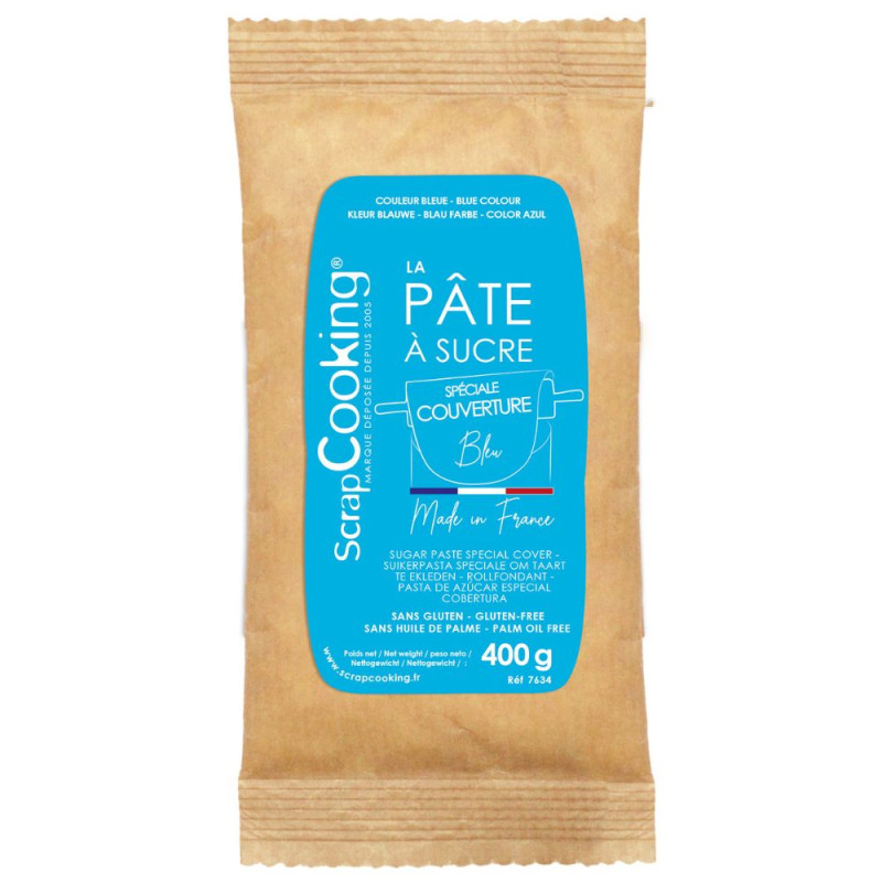 Covering sugar paste blue 400g - product image 1 - ScrapCooking