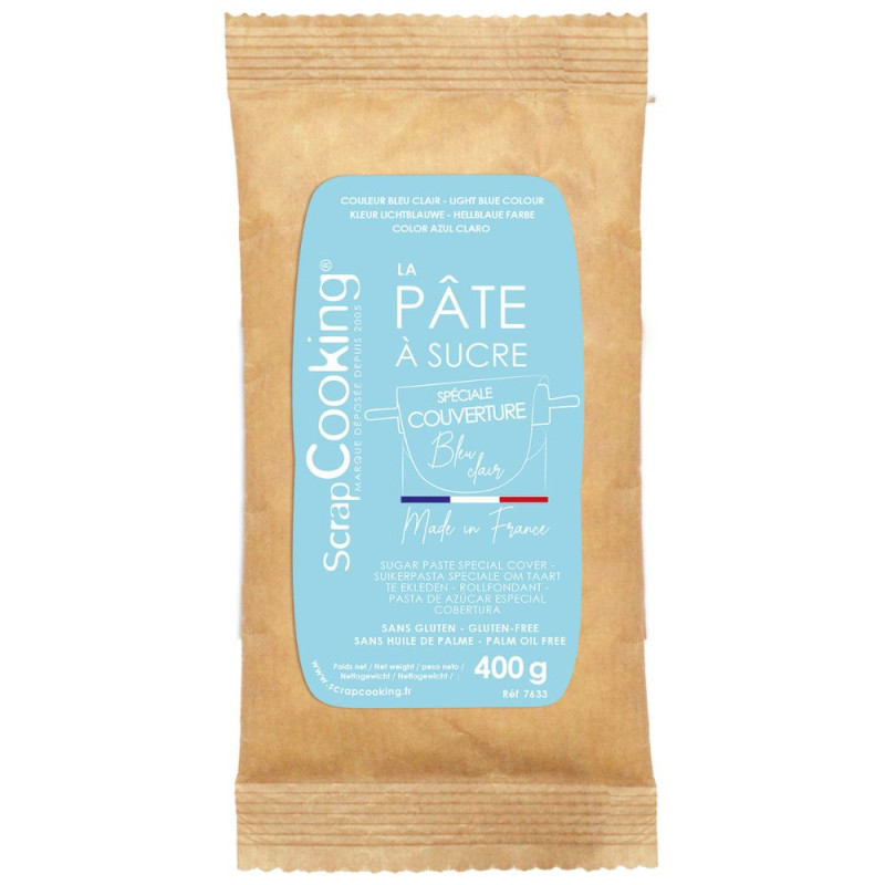 Covering sugar paste light blue 400g - product image 1 - ScrapCooking