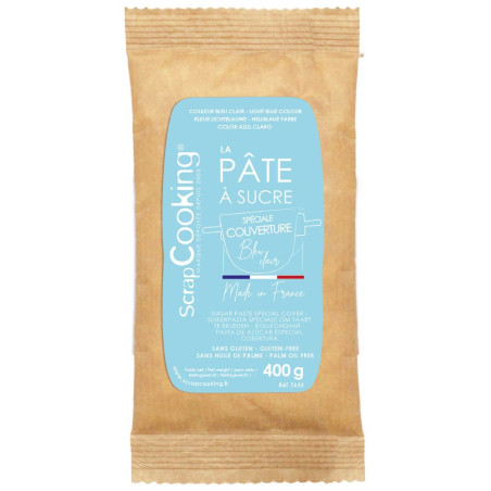 Pate à sucre de couverture bleu clair 400g - ScrapCooking