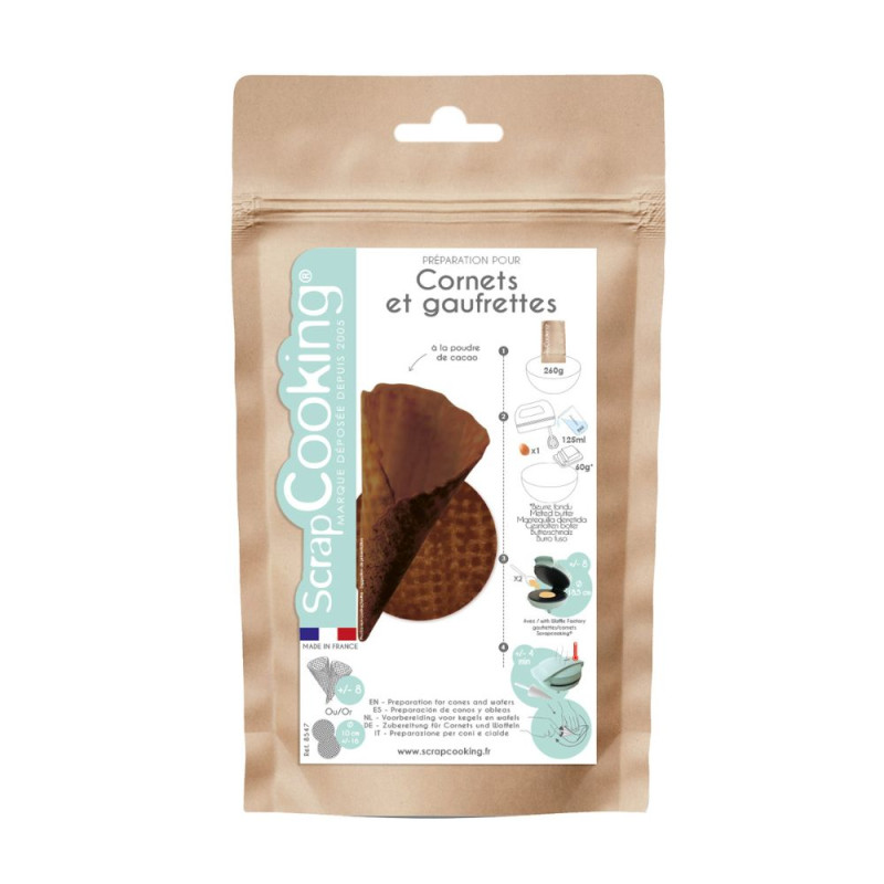 Préparation gaufrettes cornets chocolat pack - ScrapCooking