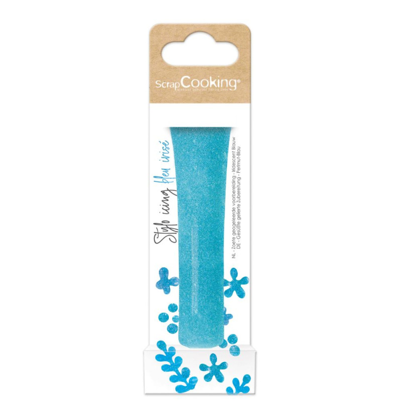 Icing stylo irisé bleu déco pack - ScrapCooking