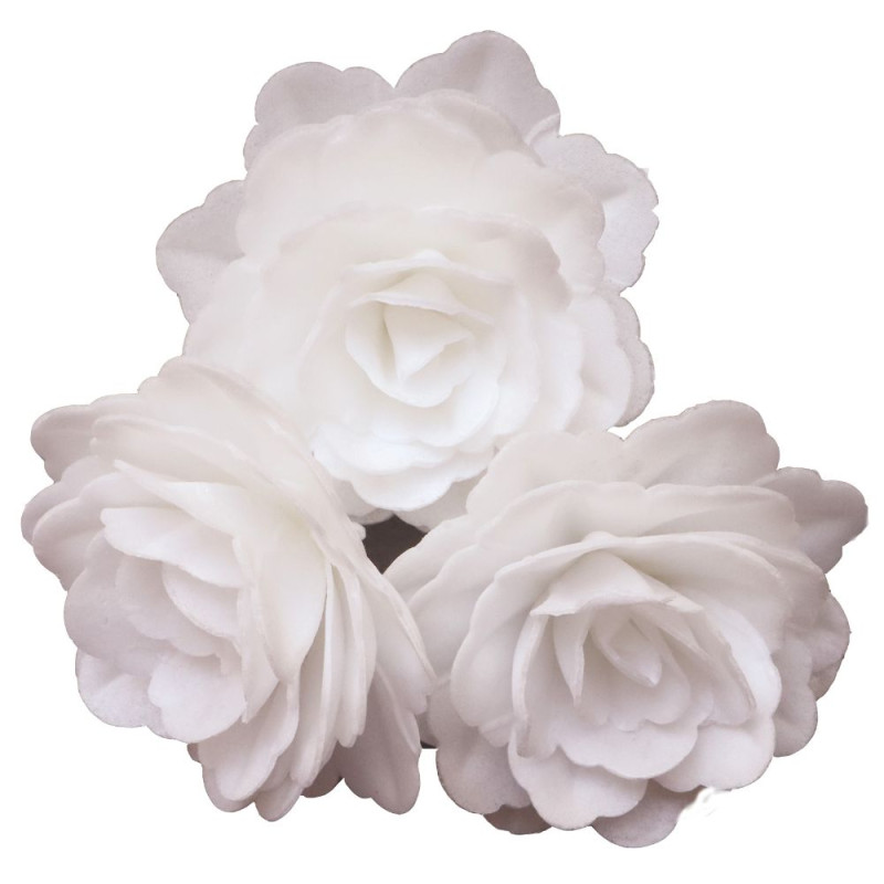 Roses blanches royales déco azyme trio - ScrapCooking