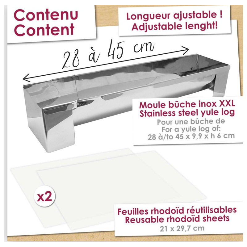 Moule bûche inox XXL - contenu -ScrapCooking