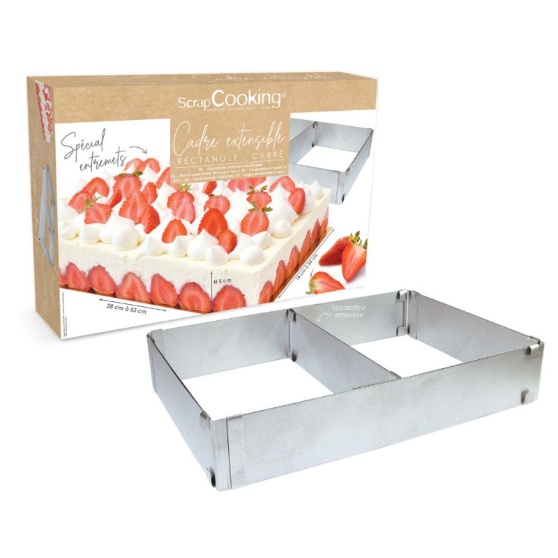 Cadre à pâtisserie extensible inox packaging avec contenu - ScrapCooking