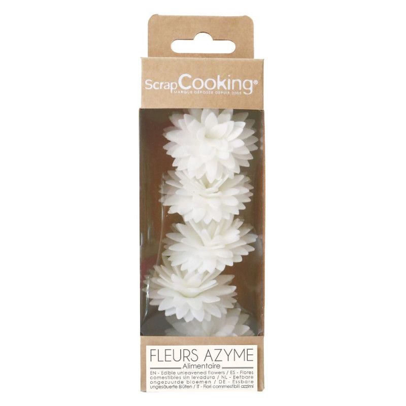 5 white unleavened dahlias for cake decorations - product image 1 - ScrapCooking