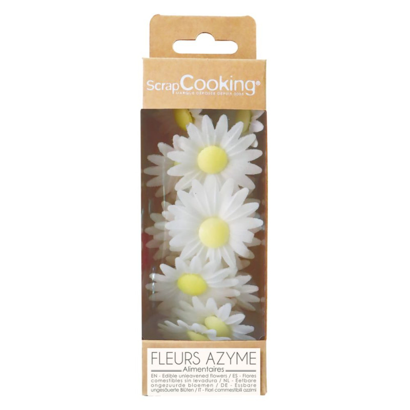 18 white wafer paper daisies for cake decoration - product image 1 - ScrapCooking