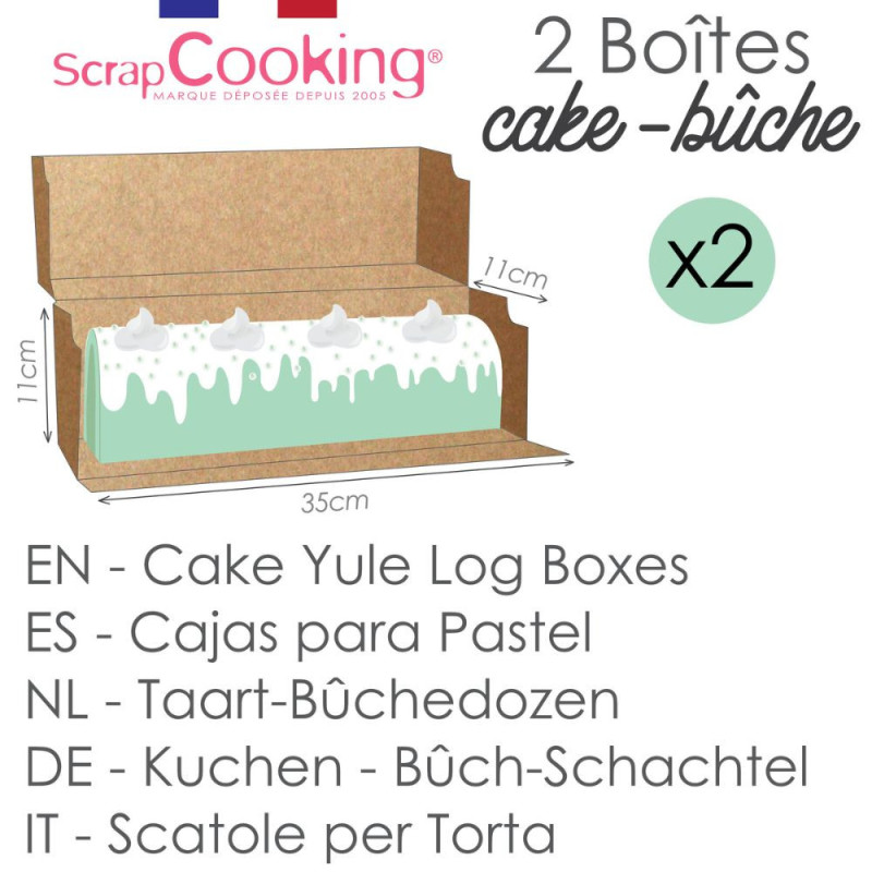 2 boites à cakes bûches 35x11x11 cm résistant chaleur froid  - ScrapCooking