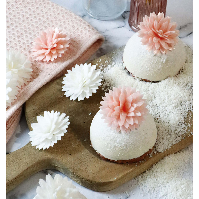 5 pastel pink and white dahlias to decorate your cakes | ScrapCooking® edible decorations