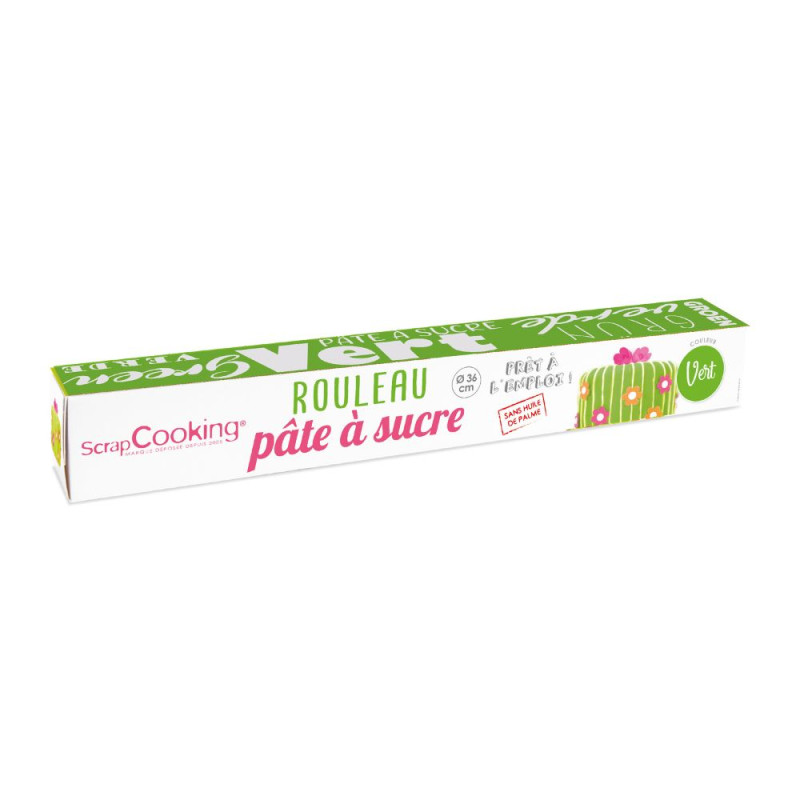 Pâte à sucre rouleau vert 36 cm - pack - ScrapCooking