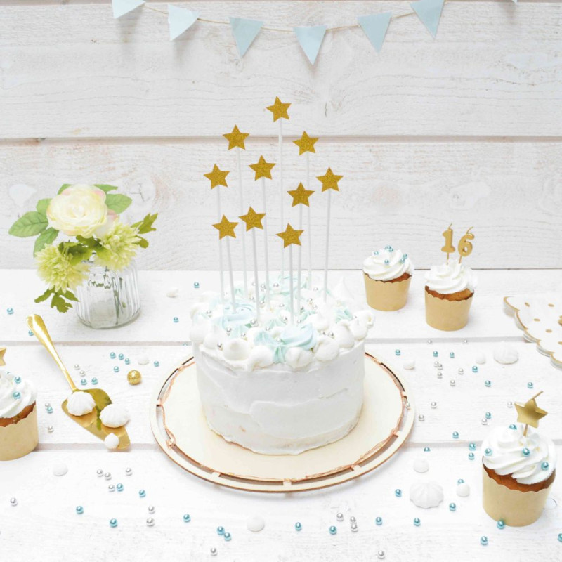 10 Long cakes toppers 20 cm golden stars - product image 2 - ScrapCooking