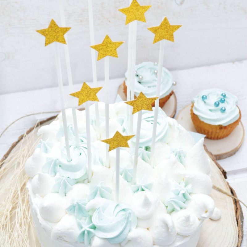 10 Long cakes toppers 20 cm golden stars - product image 3 - ScrapCooking