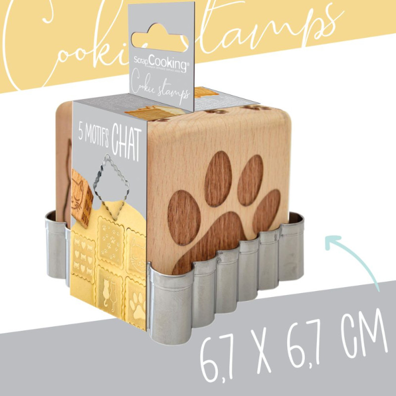 Cat wood cookie stamp + cookie cutter - ScrapCooking